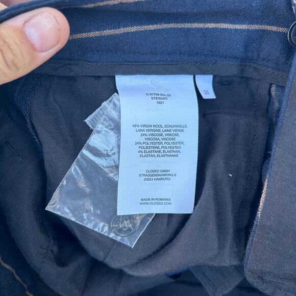 New Closed Brand Striped Navy Suit Blazer Jacket Cox Stewart Pants Wool 26 Small - Picture 13 of 14